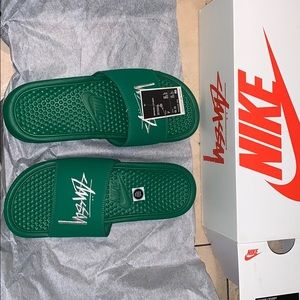 UNISEX NIKExSTUSSY BENASSI SLIDES SANDALS GREEN